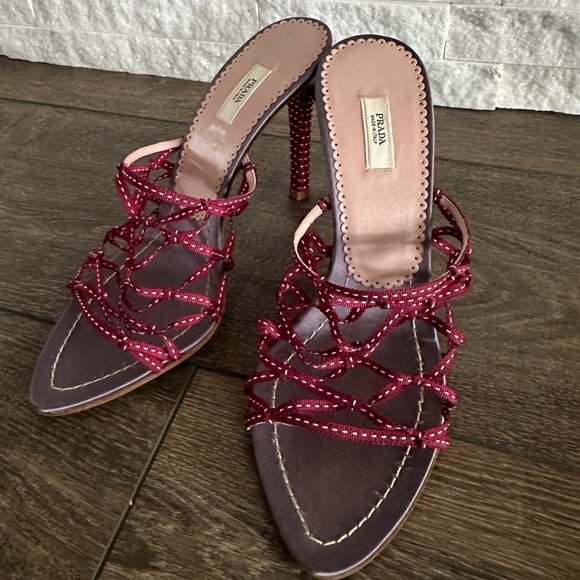 PRADA NEW SATIN & RIBBON SANDAL HIGH HEEL - Picture 3 of 7